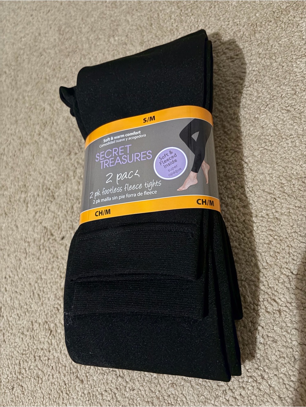 NEW in Package Secret Treasures Black Women's Footless Fleece Undershirts-2 Pack
